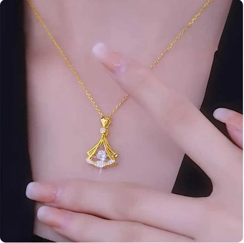 Gold plated fan necklace