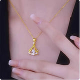 Gold plated fan necklace